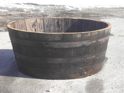 halbes Holzfass Miniteich Pflanztrog 150 Liter